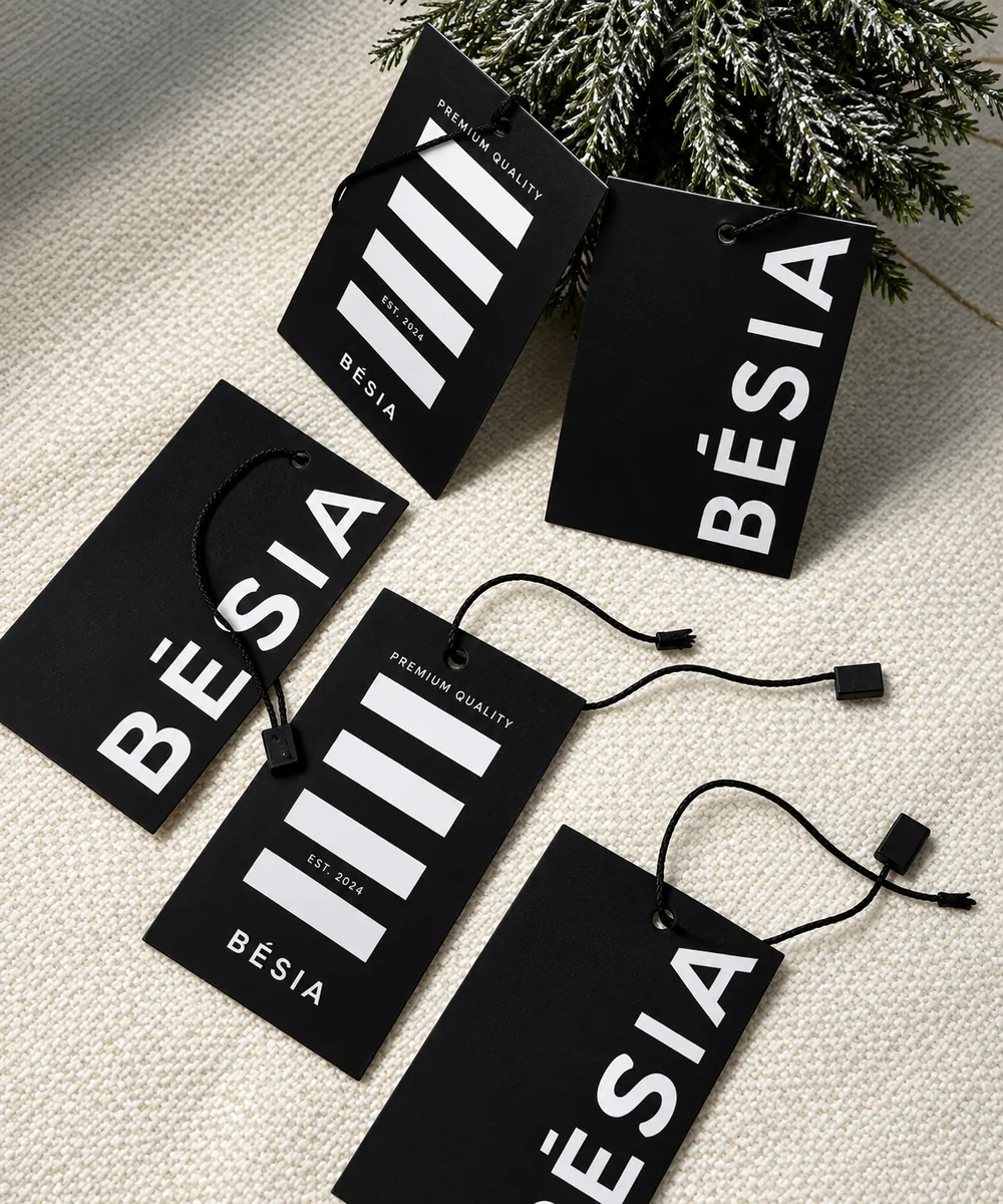 Die-cut branded labels and stickers on a sheet.